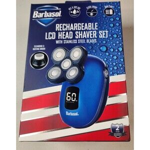 Barbasol Rechargeable LCD Head Shaver Set With Stainless Steel Blades - NIB